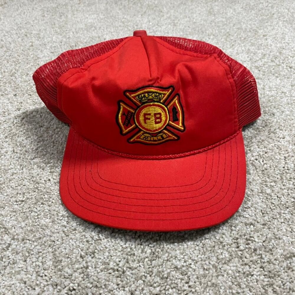 VTG Fire Department Hat Snapback Trucker Mesh 80s USA Shuford Cap